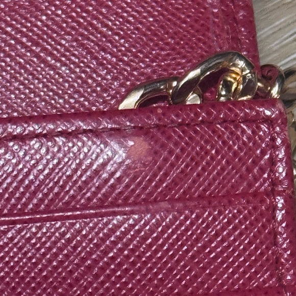 Prada Saffiano Leather Wallet On Chain Fuoco Red Gold Hardware Crossbody 1MH132 - Picture 7 of 16